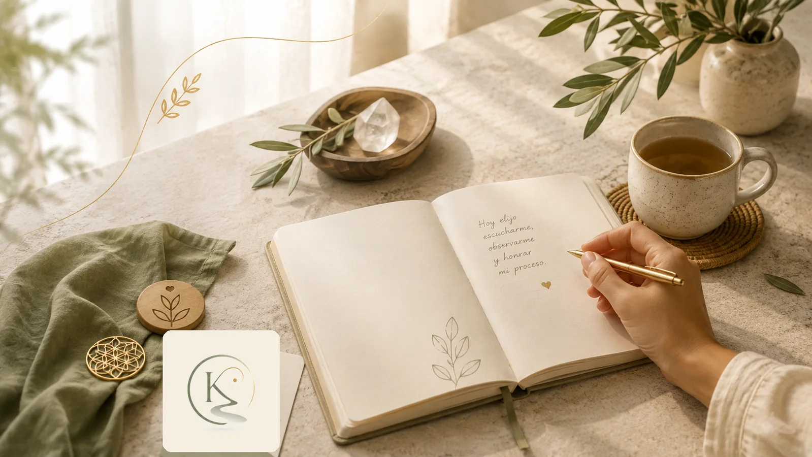 Cuaderno abierto para escribir y observarse con calma