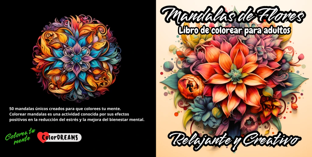 Portada original del libro de colorear mandalas florales para adultos